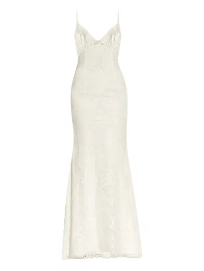 Self-portrait Lace Embroidered Maxi Dress In White
