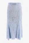 Self-portrait Light Blue Lace-effect Skirt With Slip In Light Blue