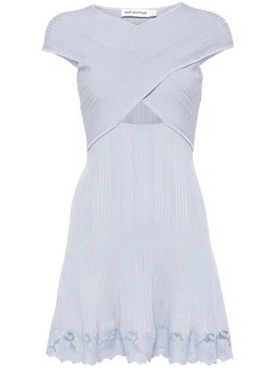 SELF-PORTRAIT LACE-HEM MINI DRESS