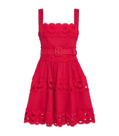 Self-portrait Lace-insert Belted Mini Dress