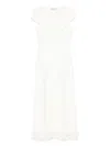 Self-portrait Knit Lace Insert Midi Dress In 白色