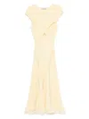 Self-portrait Knit Lace Insert Midi Dress Yellow In Yellow