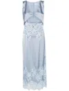 SELF-PORTRAIT LACE-INSERT SATIN MIDI DRESS