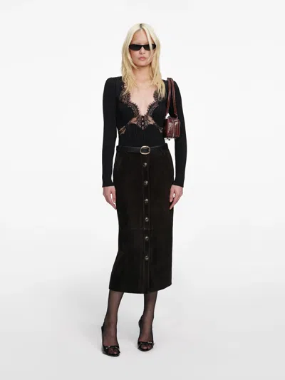 Self-portrait Lace Knit Top In Black