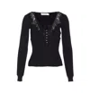 Self-portrait Black Lace Trim Knit Top Tops Black In Black