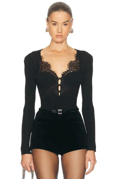 Self-portrait Lace Knit Top In Black