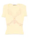 Self-portrait Lace Knit Top In Yellow