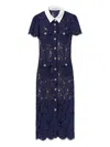 Self-portrait Self Portrait Women Lace Contrast Collar Midi Dress In Blue