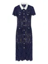 Self-portrait Self Portrait Women Lace Contrast Collar Midi Dress In Blue