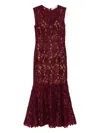 Self-portrait Fitted Guipure Lace Midi Dress With Removable Belt In Animal Print