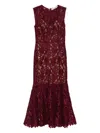 Self-portrait Womens Burgundy Guipure-lace Stretch-woven Midi Dress In Red