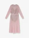 Self-portrait Lace Long Dress With Belt In Pink