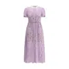 Self-portrait Lace Buttoned Cotton Blend Midi Dress In Purple