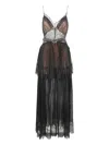 Self-portrait Sheer Tiered Lace-trimmed Maxi Dress In Black