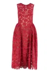 Self-portrait Red Fine Lace Pearl Mini Dresses Red