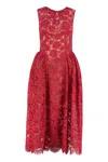 Self-portrait Red Fine Lace Pearl Mini Dresses Red