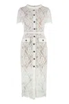 Self-portrait Lace Button Midi Dresses In White