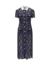 Self-portrait Self Portrait Women Lace Contrast Collar Midi Dress In Blue