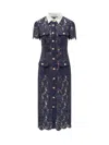Self-portrait Self Portrait Women Lace Contrast Collar Midi Dress In Blue