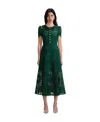 Self-portrait Green Cord Lace Midi Dress In Black