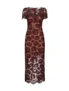 Self-portrait Self Portrait Burgundy Floral Lace Midi Dress In Brown