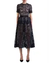 Self-portrait Short Sleeve Lace Midi Dress In Blue