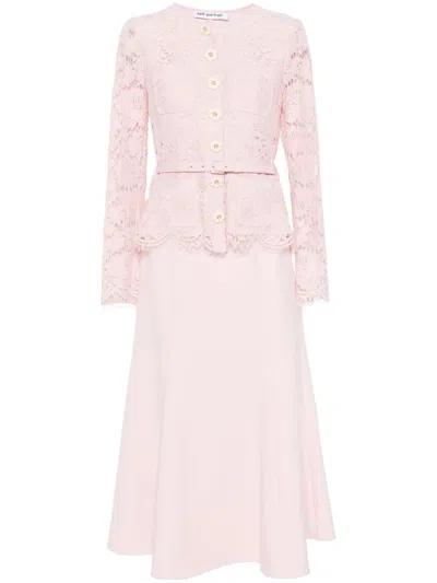 Self-portrait Lace Midi Dress In Pink