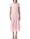 Self-portrait Embellished Floral Lace Midi Dress In Pink