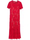 Self-portrait Lace Midi Dress With Sparkling Sequins In Red