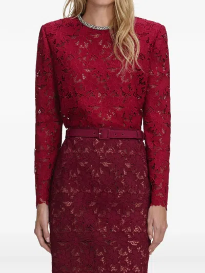 Self-portrait Lace Midi Dress In Red