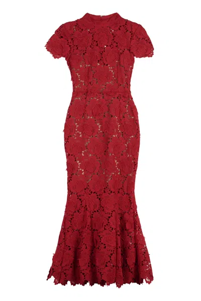 Self-portrait Lace Midi Dress In Red