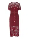 Self-portrait Red Midi Red Dress With Jewel Buttons In Rojo