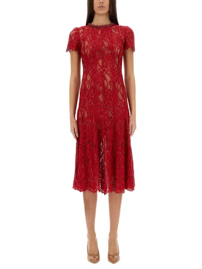 SELF-PORTRAIT LACE MIDI DRESS WITH SEQUINS