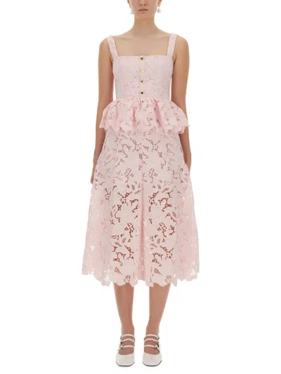 Self-portrait Womens Pink Peplum Sleeveless Lace Midi Dress