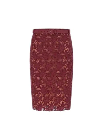 Self-portrait Lace Midi Skirt In Brown