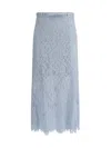 Self-portrait Light Blue Lace-effect Skirt With Slip In Blue