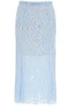 Self-portrait Light Blue Lace-effect Skirt With Slip In Light Blue