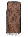 Self-portrait Lace Overlay Sheer Midi Skirt With Slit