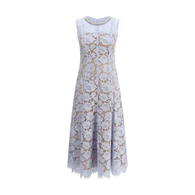 Self-portrait Blue Fine Lace Pearl Midi Dress In White