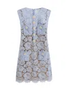 Self-portrait Blue Crewneck Mini Dress With All-over Lace Embroidery And Scallop Hem