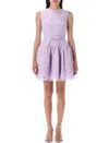 Self-portrait Sleeveless Lace Cotton Blend Mini Dress In Purple