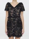 Self-portrait Belted Lace Midi Dress In Black