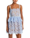Self-portrait Mini Organza Lace Dress In Blue