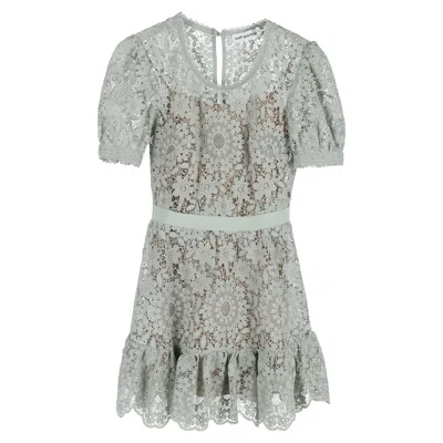 Self-portrait Lace Mini Dress In Green Polyester