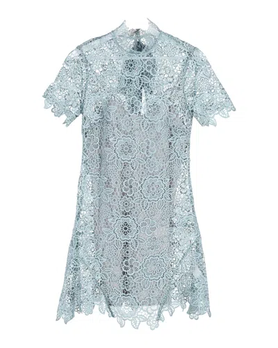 Self-portrait Lace Mini Dress In Light Blue Polyester