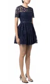 Self-portrait Lace Mini Dress In Navy In Blue
