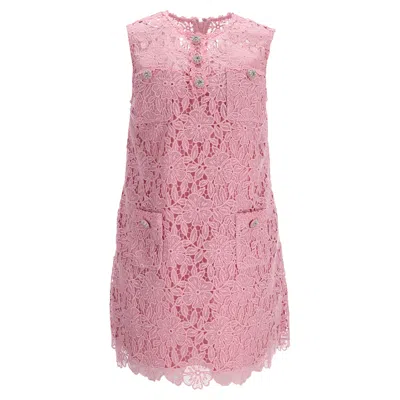 Self-portrait Lace Mini Dress In Pink Polyester