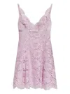 Self-portrait Pink Foral Lace Mini Dress With Satin Bow In Pink