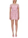 Self-portrait Guipure Lace Dress In Pink