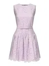 Self-portrait Sleeveless Lace Cotton Blend Mini Dress In Purple